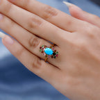Arizona Sleeping Beauty Turquoise & Multi-Tourmaline Ring in 18K Yellow Gold Vermeil Plated Sterling Silver 2.04 Ct.