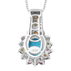 Arozina Sleeping Beauty Turquoise and Multi-Tourmaline Pendant with Chain (Size 20) in Platinum Overlay Sterling Silver 2.85  Ct.