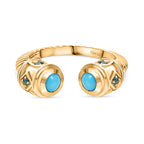 D'joy Sleeping Beauty Turquoise & Neon Apatite Ring in 18K Vermeil Yellow Gold Sterling Silver