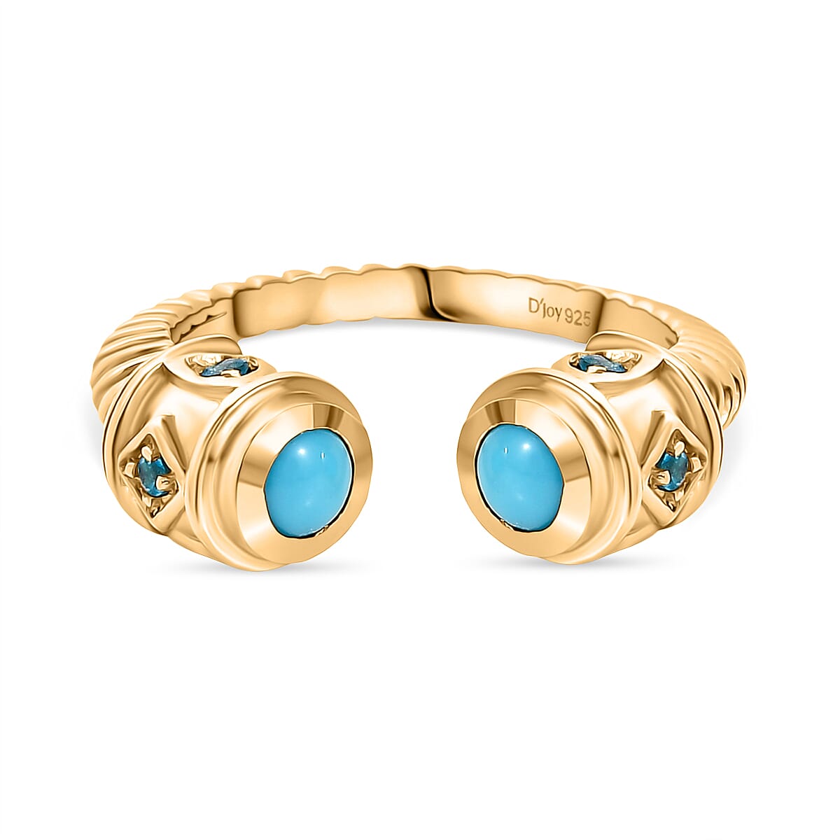 D'joy Sleeping Beauty Turquoise, Neon Apatite Open Ring in 18K Vermeil Yellow Gold Over Sterling Silver 8184129 0