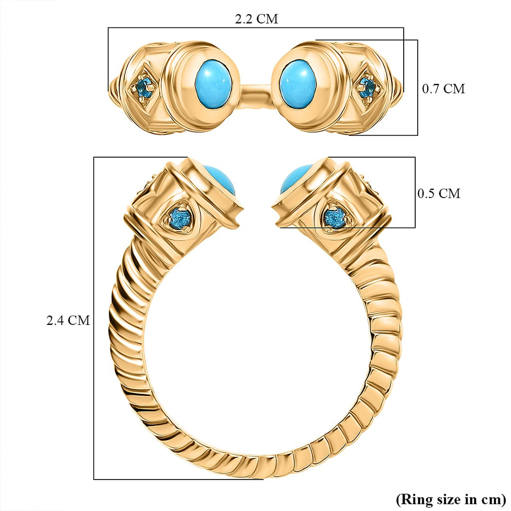 D'joy Sleeping Beauty Turquoise & Neon Apatite Ring in 18K Vermeil Yellow Gold Sterling Silver
