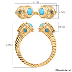 D'joy Sleeping Beauty Turquoise & Neon Apatite Ring in 18K Vermeil Yellow Gold Sterling Silver