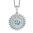 D'Joy Sleeping Beauty Turquoise, Neon Apatite & White Zircon Pendant with Chain (Size 20) in Rhodium Overlay Sterling Silver 4.99 Ct, Silver Wt. 5.73 Gms.