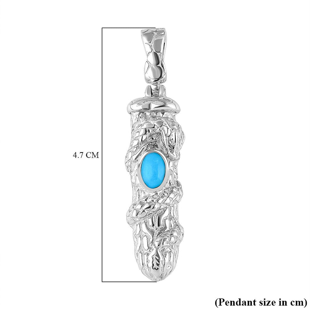 Royal Bali Collection - Handmade Sleeping Beauty Turquoise Pendant Sterling Silver