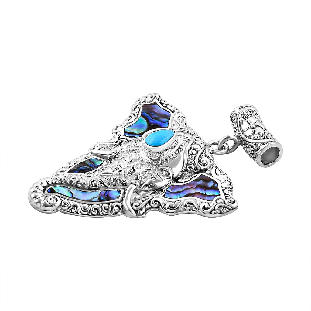 Royal Bali Collection Sleeping Beauty Turquoise  Pendant  Sterling Silver,  Silver Wt. 18 Gms