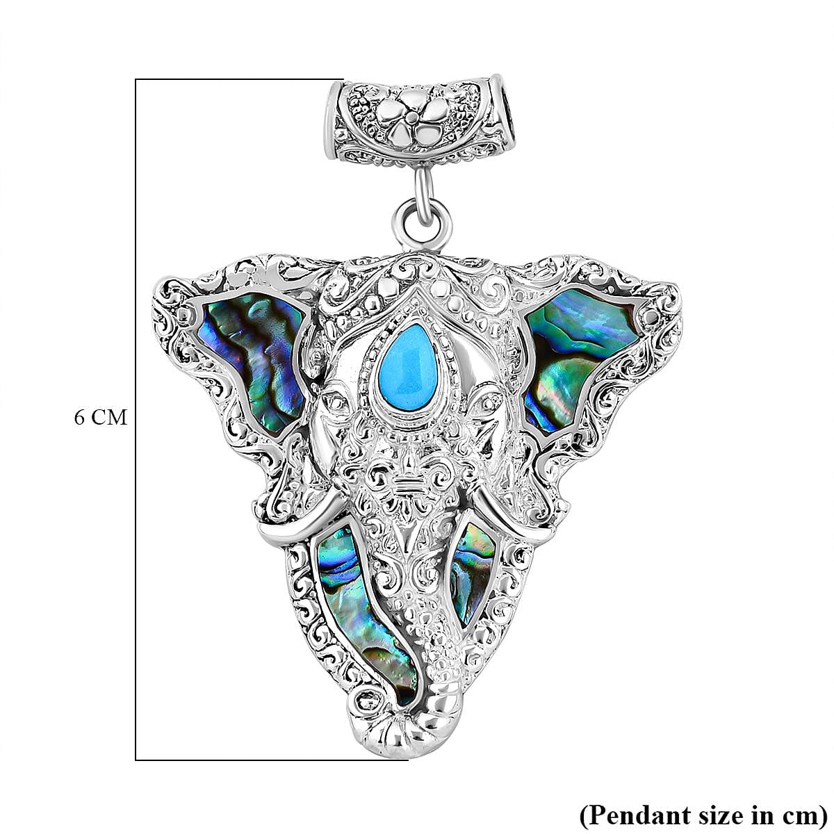 Royal Bali Collection - Sleeping Beauty Turquoise Elephant Pendant in Sterling Silver 7748218 5
