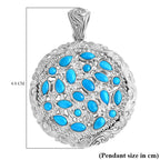 Royal Bali Collection - Sleeping Beauty Turquoise Pendant Sterling Silver 3.20 Ct, Silver Wt. 9.50 Gms.