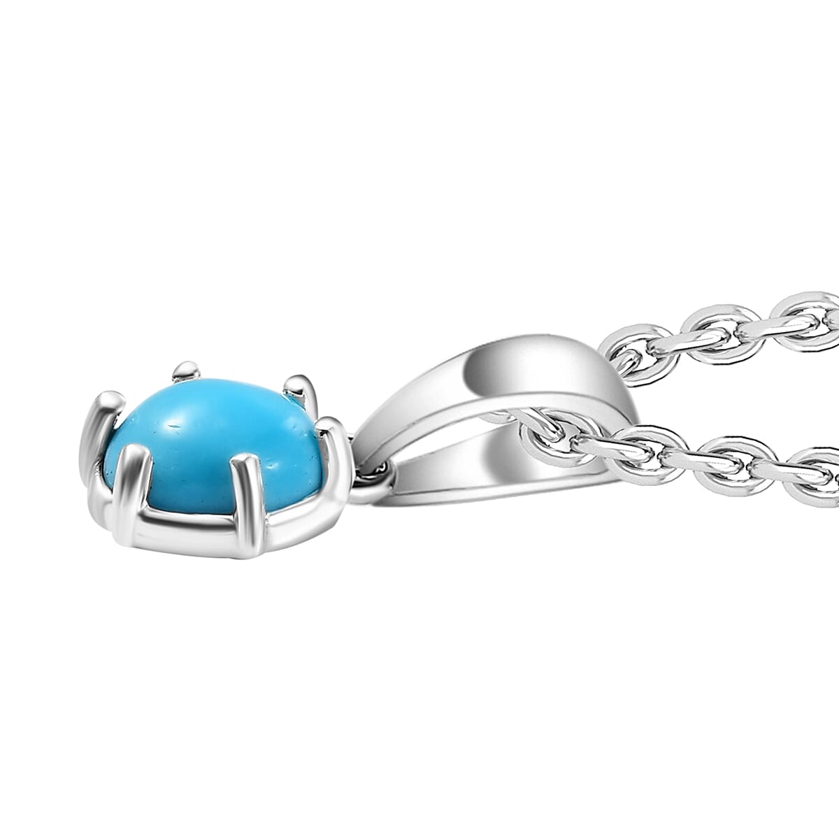 Sleeping Beauty Turquoise Solitaire Pendant with Chain (Size 20) Mix Metal  1.20  Ct. 4325123 3