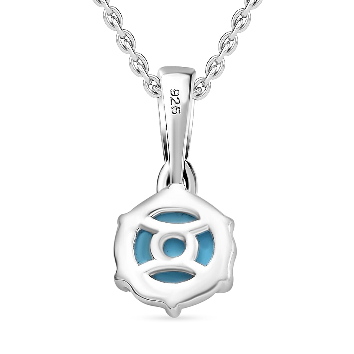 Sleeping Beauty Turquoise Solitaire Pendant with Chain (Size 20) Mix Metal  1.20  Ct. 4325123 4