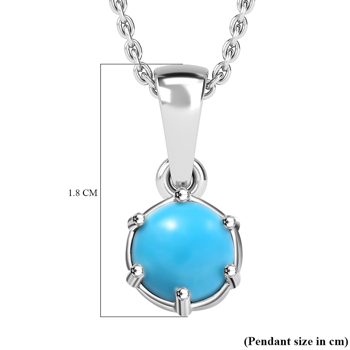 Sleeping Beauty Turquoise Solitaire Pendant with Chain (Size 20) Mix Metal  1.20  Ct. 4325123 5
