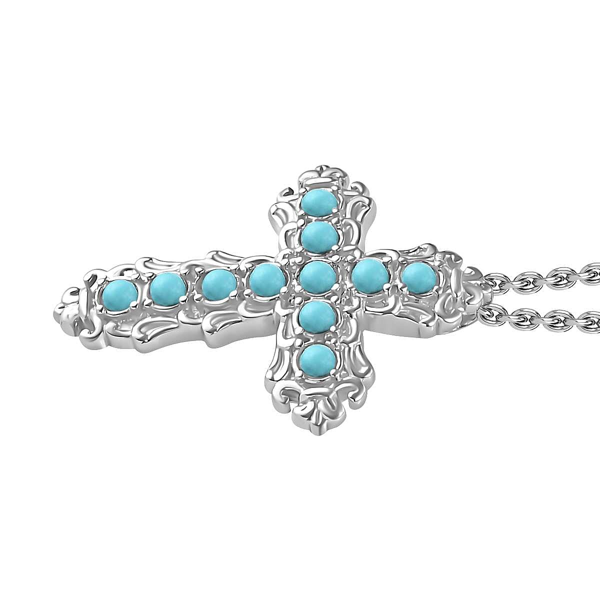 Arizona Sleeping Beauty Turquoise Cross Pendant with Chain (Size 20) 4277866 4