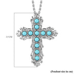 Arizona Sleeping Beauty Turquoise Cross Pendant with Chain (Size 20)