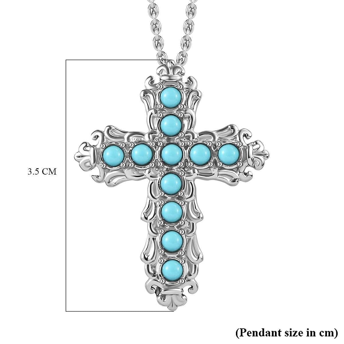 Arizona Sleeping Beauty Turquoise Cross Pendant with Chain (Size 20) 4277866 7