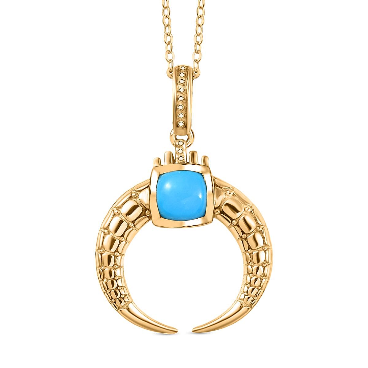 Sleeping Beauty Turquoise Pendant with Chain (Size 20) in 18K Vermeil Yellow Gold Plated Sterling Silver 4356474 0