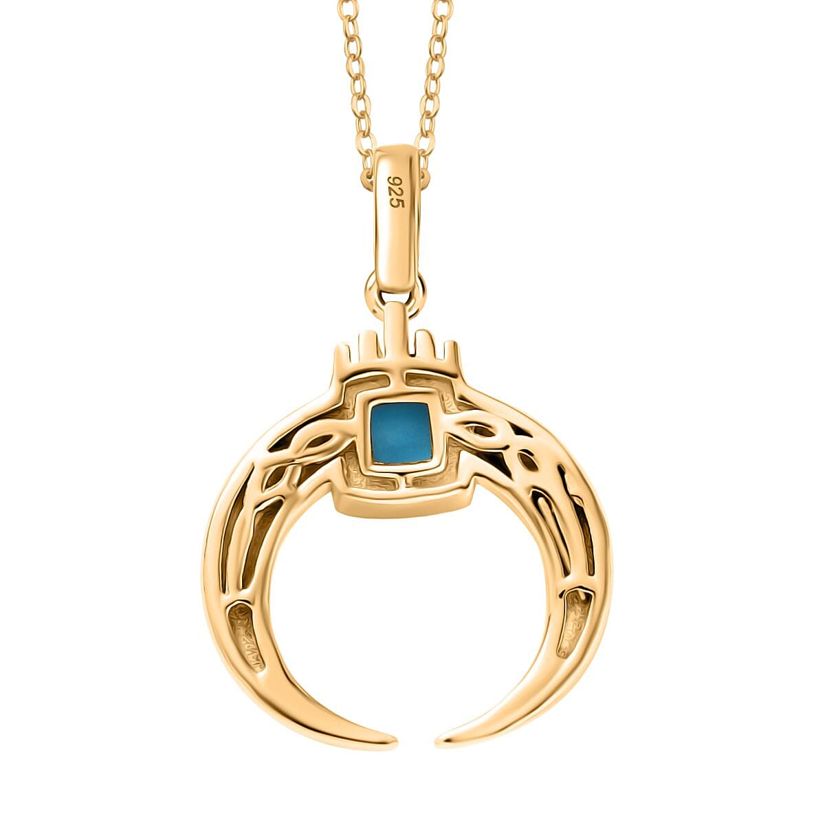 Sleeping Beauty Turquoise Pendant with Chain (Size 20) in 18K Vermeil Yellow Gold Plated Sterling Silver 4356474 5