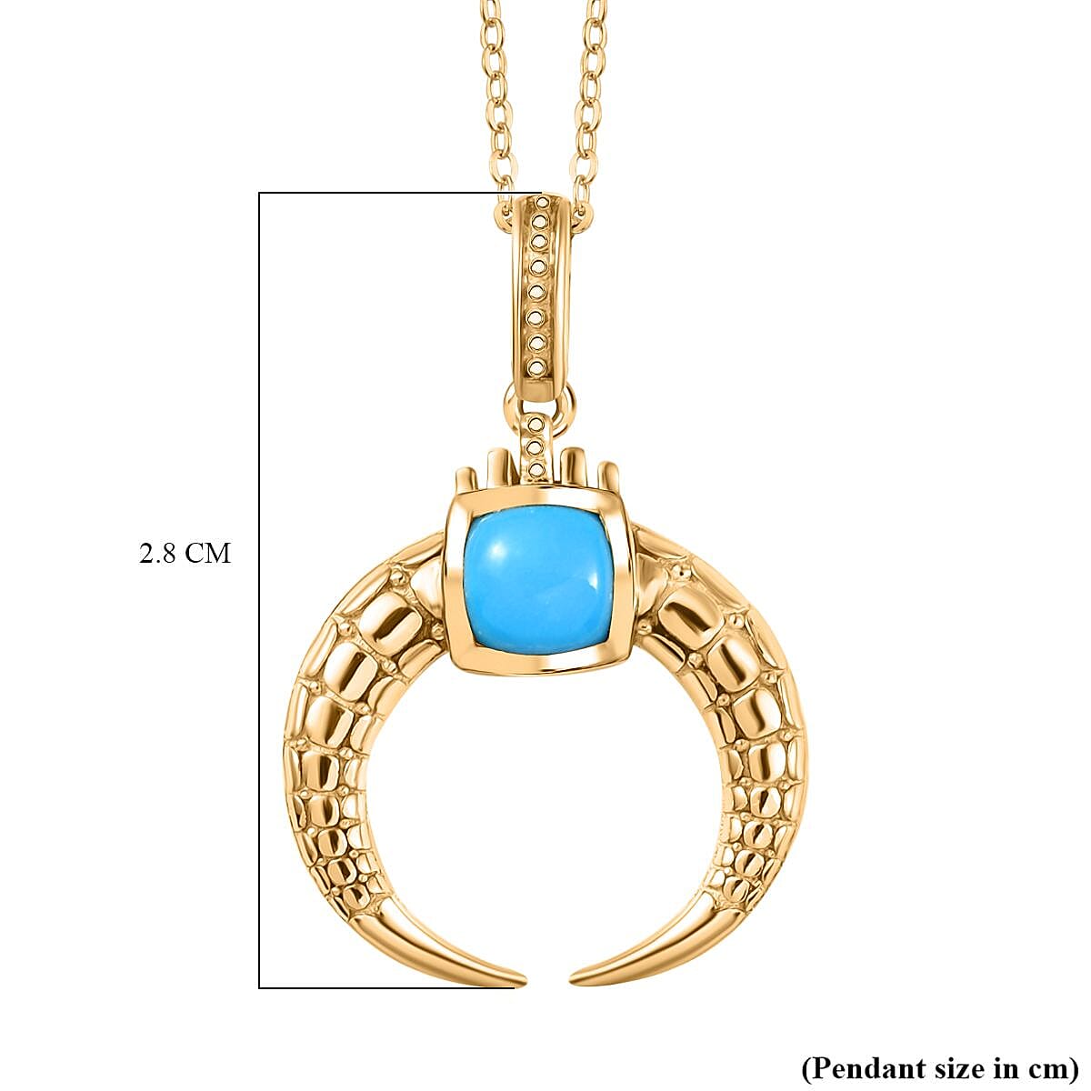 Sleeping Beauty Turquoise Pendant with Chain (Size 20) in 18K Vermeil Yellow Gold Plated Sterling Silver 4356474 6