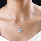Arizona Sleeping Beauty Turquoise Heart Pendant with Chain (Size 20) in Platinum Overlay Sterling SIlver