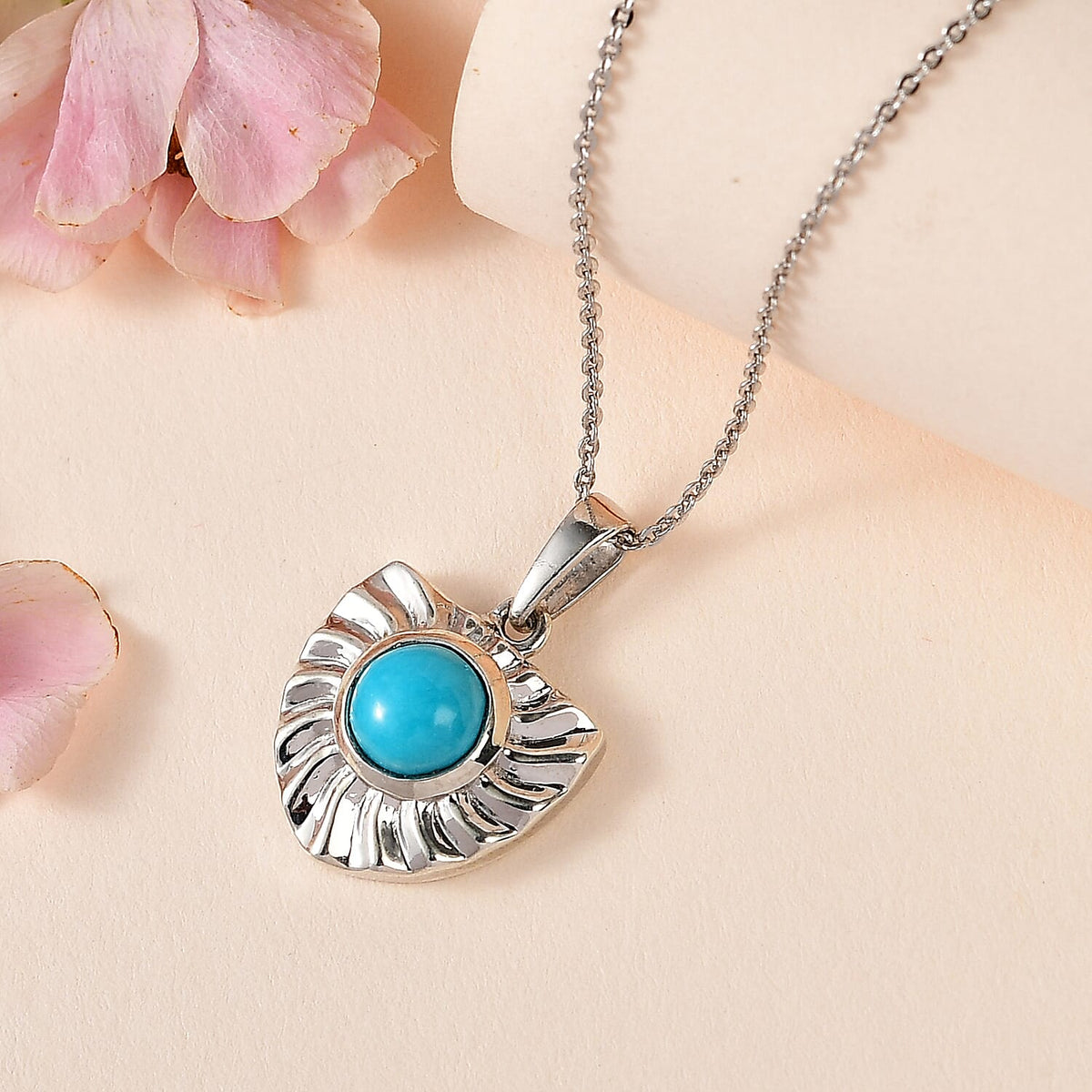 Arizona Sleeping Beauty Turquoise Heart Pendant with Chain (Size 20) in Platinum Overlay Sterling SIlver 4257113 3