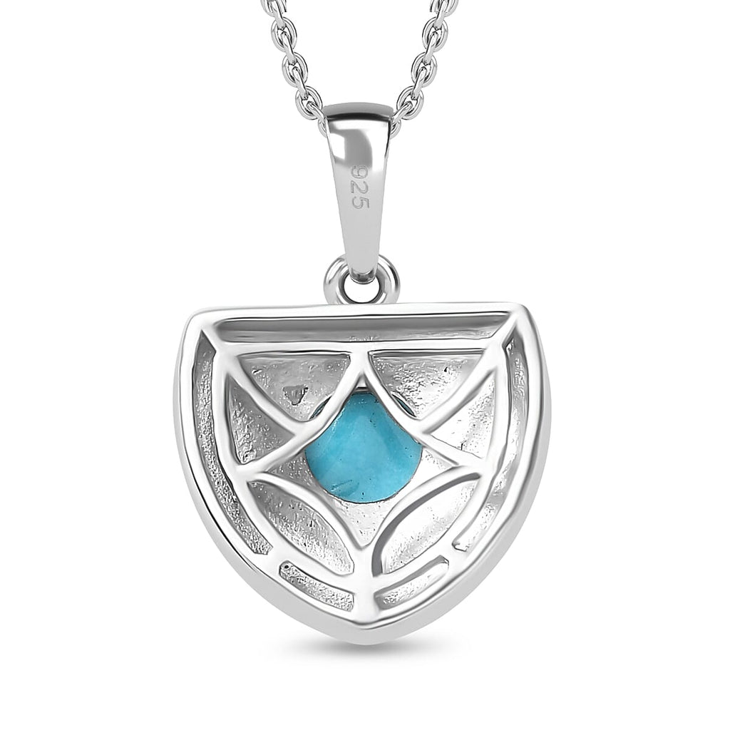 Arizona Sleeping Beauty Turquoise Heart Pendant with Chain (Size 20) in Platinum Overlay Sterling SIlver