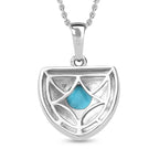 Arizona Sleeping Beauty Turquoise Heart Pendant with Chain (Size 20) in Platinum Overlay Sterling SIlver