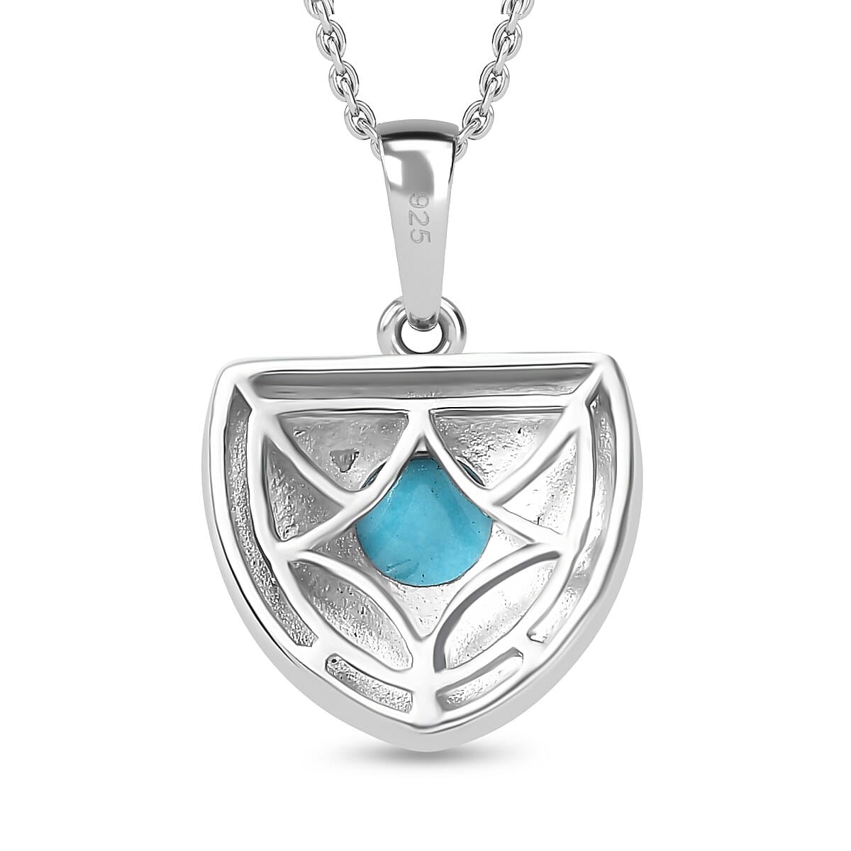 Arizona Sleeping Beauty Turquoise Heart Pendant with Chain (Size 20) in Platinum Overlay Sterling SIlver 4257113 5