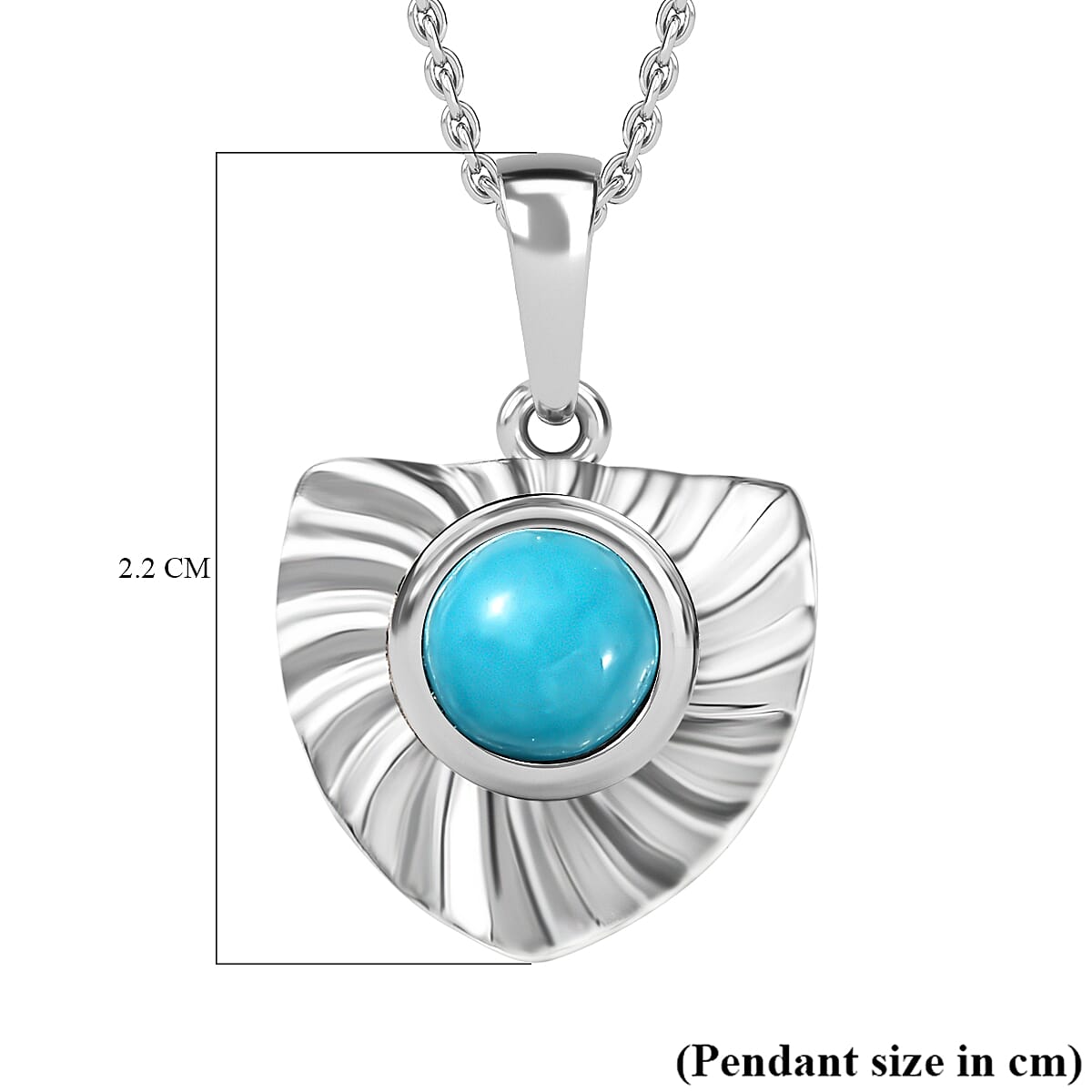 Arizona Sleeping Beauty Turquoise Heart Pendant with Chain (Size 20) in Platinum Overlay Sterling SIlver 4257113 6