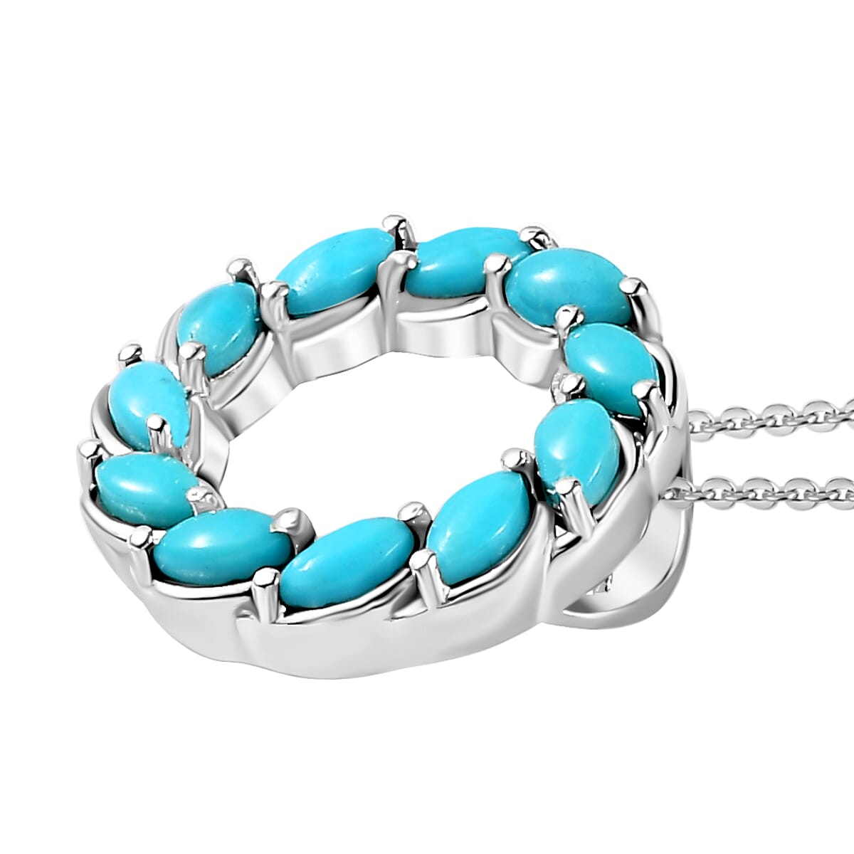 Arizona Sleeping Beauty Turquoise Pendant with Chain (Size 20) in Platinum Overlay Sterling Silver, Silver Wt. 5.30 Gms 4266024 4