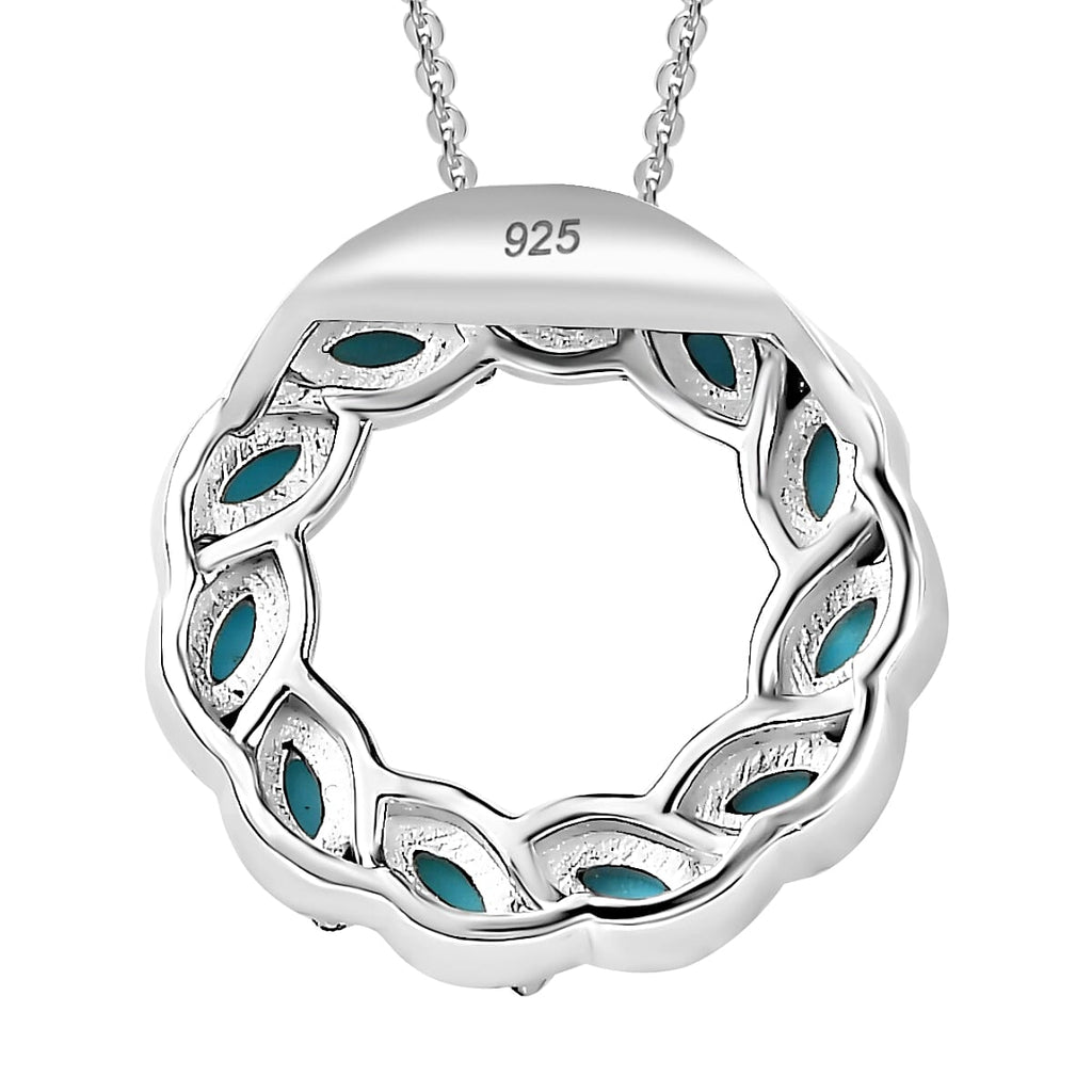 Arizona Sleeping Beauty Turquoise Pendant with Chain (Size 20) in Platinum Overlay Sterling Silver, Silver Wt. 5.30 Gms
