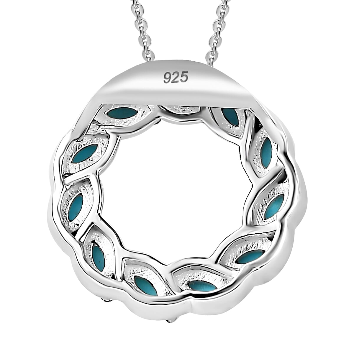 Arizona Sleeping Beauty Turquoise Pendant with Chain (Size 20) in Platinum Overlay Sterling Silver, Silver Wt. 5.30 Gms 4266024 5