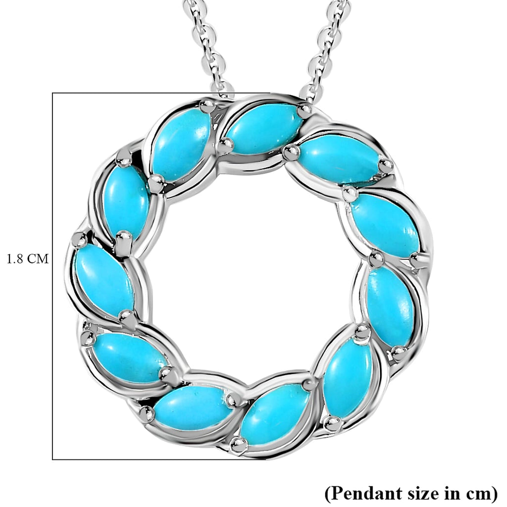 Arizona Sleeping Beauty Turquoise Pendant with Chain (Size 20) in Platinum Overlay Sterling Silver, Silver Wt. 5.30 Gms