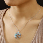 Sleeping Beauty Turquoise Pendant with Chain (Size 20) in Rhodium Overlay Sterling Silver