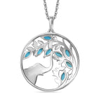 Sleeping Beauty Turquoise Pendant with Chain (Size 20) in Rhodium Overlay Sterling Silver