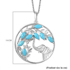 Sleeping Beauty Turquoise Pendant with Chain (Size 20) in Rhodium Overlay Sterling Silver