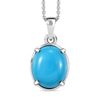 Sleeping Beauty Turquoise Pendant with Necklace (Size 24) in Rhodium Overlay Sterling Silver 4.50 Ct.