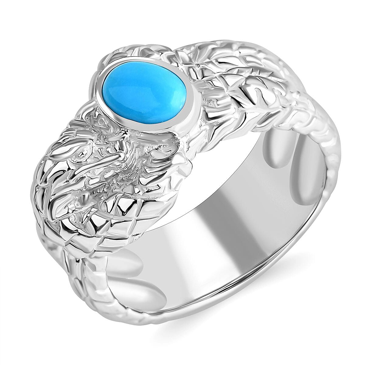 Royal Bali Collection - Handmade Sleeping Beauty Turquoise Dragon Ring Sterling Silver 7923868 0