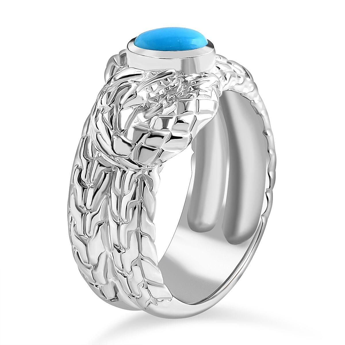 Royal Bali Collection - Handmade Sleeping Beauty Turquoise Dragon Ring Sterling Silver 7923868 3