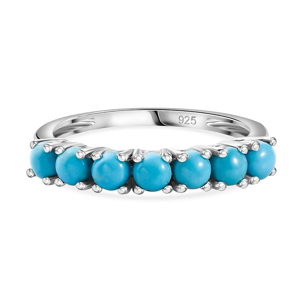Arizona Sleeping Beauty Turquoise 7 Stone Ring in Platinum Overlay Sterling Silver 1.20 Ct 7795835 0