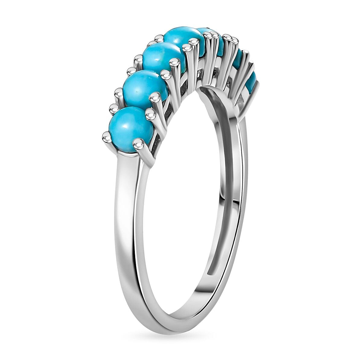 Arizona Sleeping Beauty Turquoise 7 Stone Ring in Platinum Overlay Sterling Silver 1.20 Ct 7795835 4