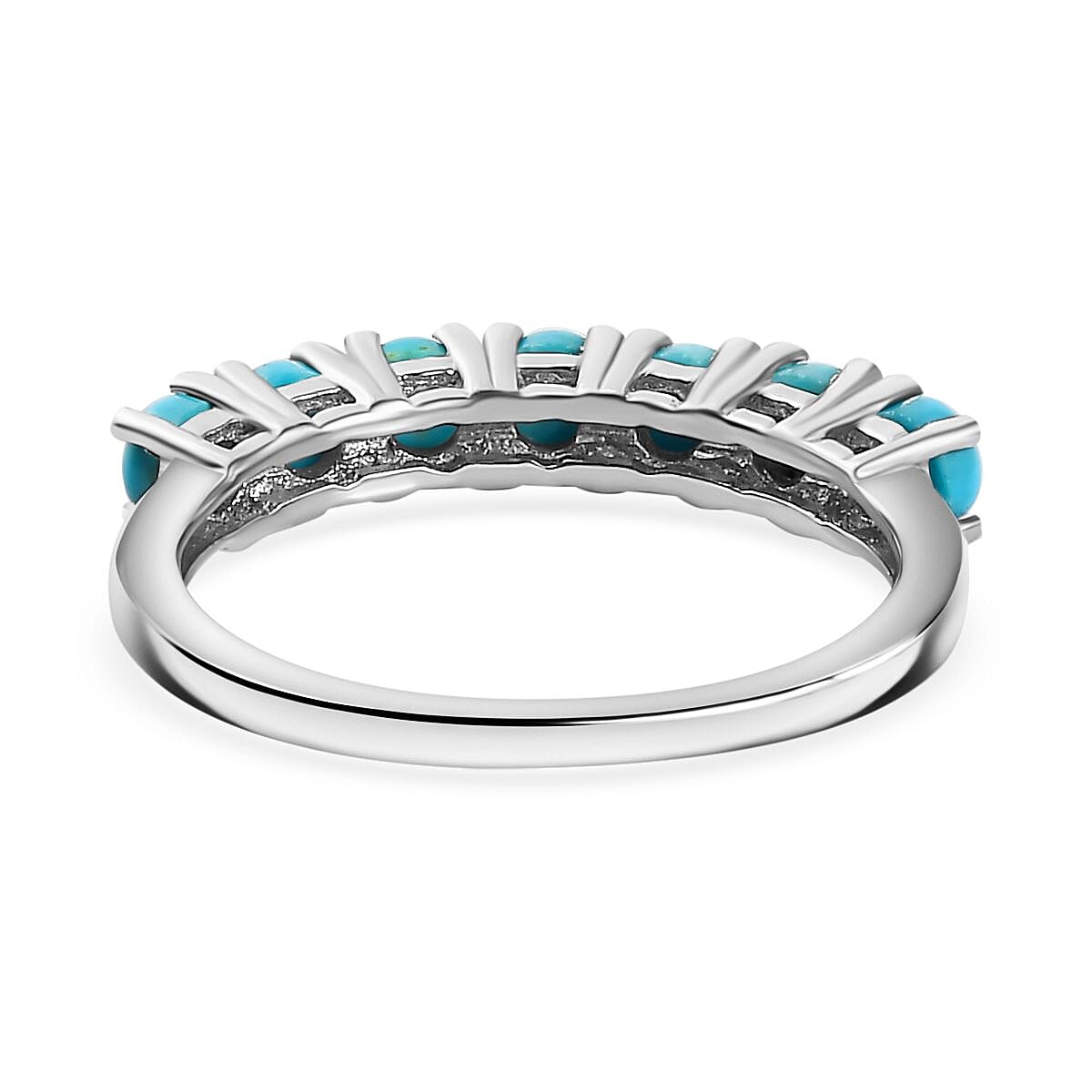 Arizona Sleeping Beauty Turquoise 7 Stone Ring in Platinum Overlay Sterling Silver 1.20 Ct 7795835 5