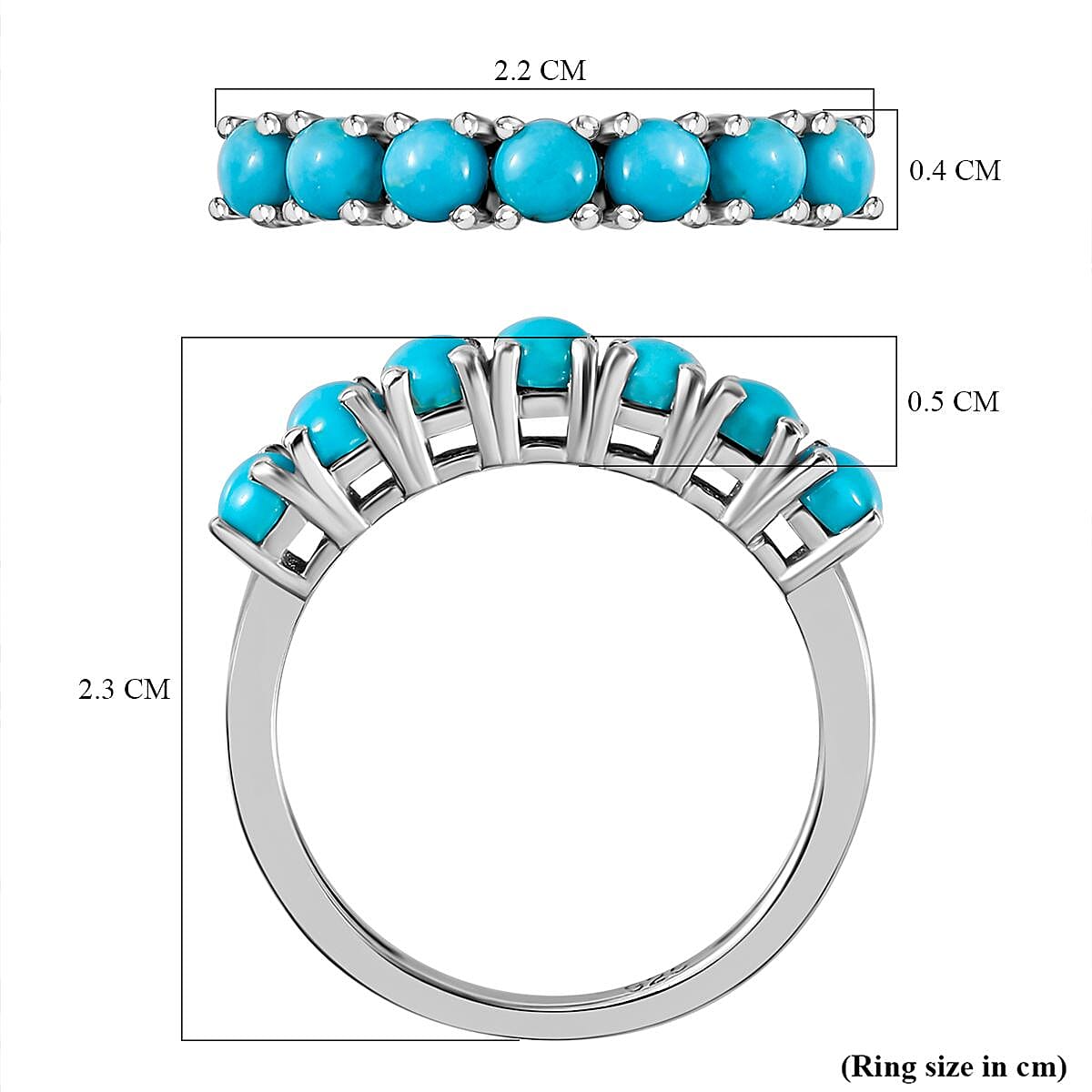 Arizona Sleeping Beauty Turquoise 7 Stone Ring in Platinum Overlay Sterling Silver 1.20 Ct 7795835 6