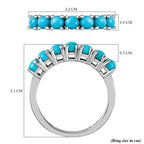 Arizona Sleeping Beauty Turquoise 7 Stone Ring in Platinum Overlay Sterling Silver 1.20 Ct