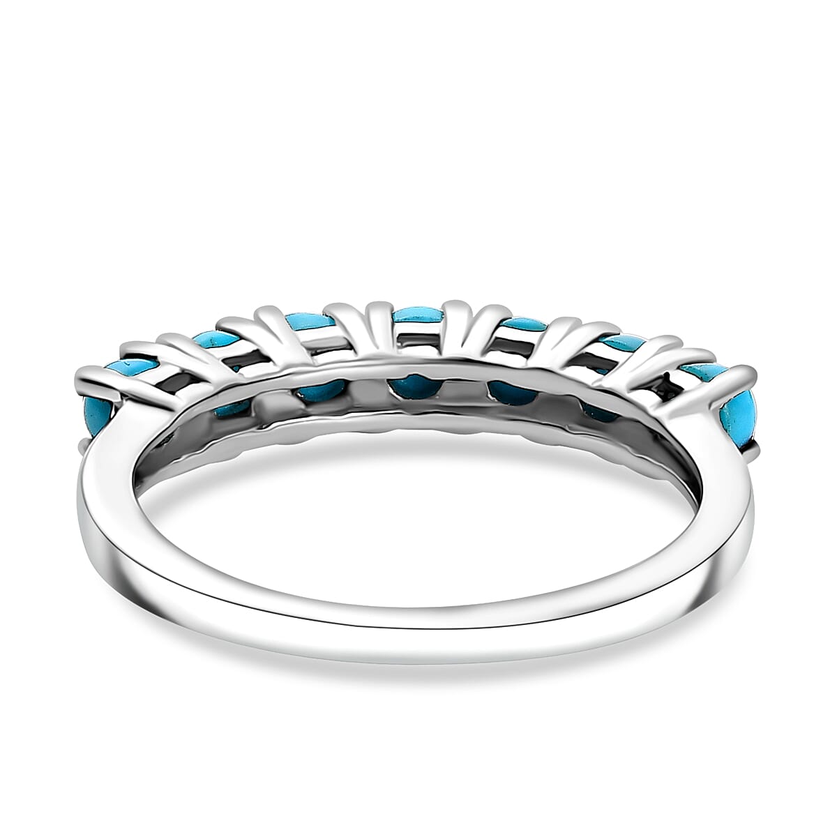 Sleeping Beauty Turquoise 7-Stone Ring in Platinum Overlay Sterling Silver 7856327 4