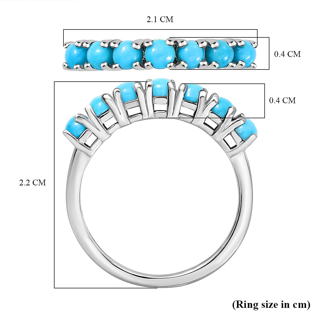 Sleeping Beauty Turquoise 7-Stone Ring in Platinum Overlay Sterling Silver 7856327 5