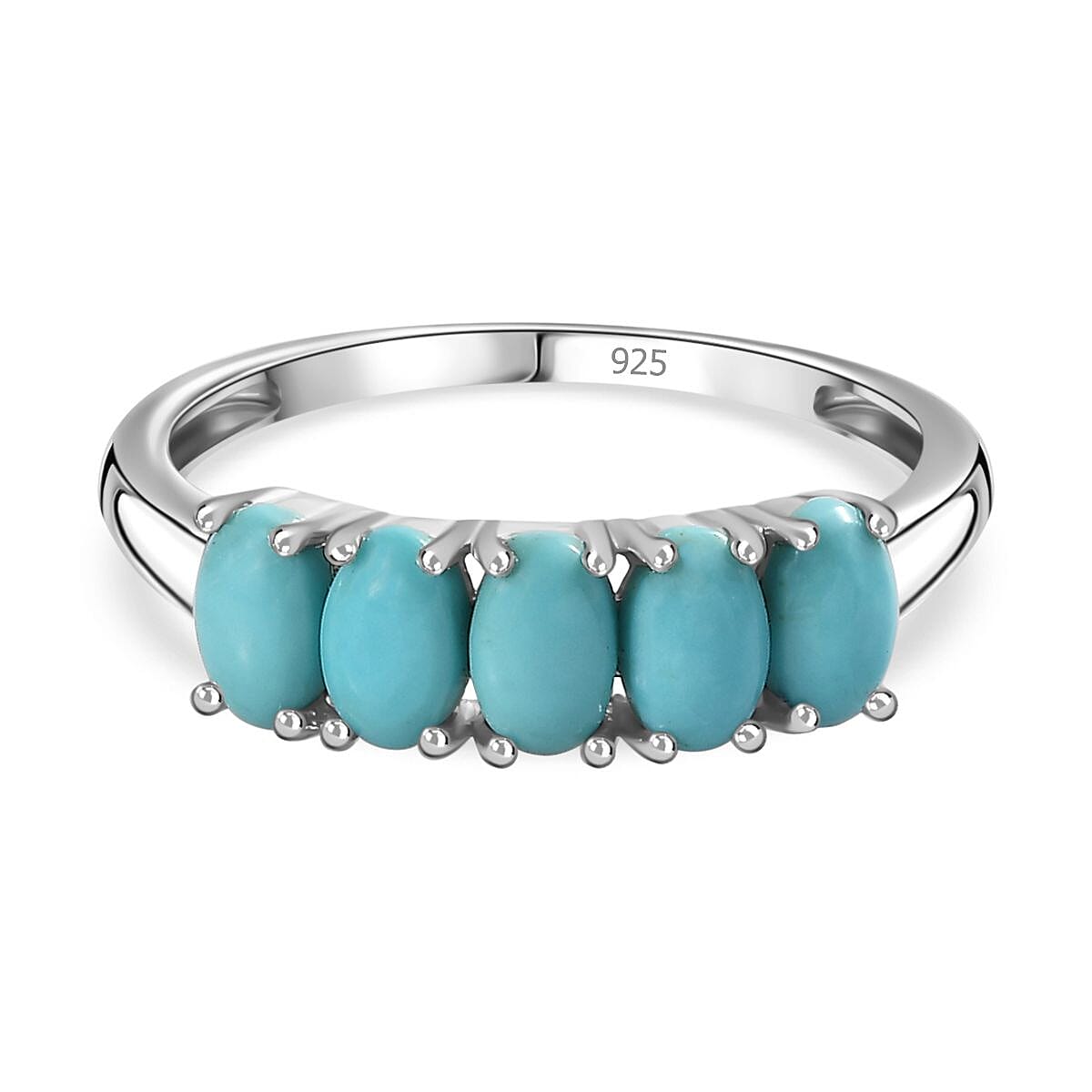 Arizona Sleeping Beauty Turquoise 5 Stone Ring in Platinum Overlay Sterling Silver 1.20 Ct 7768665 0