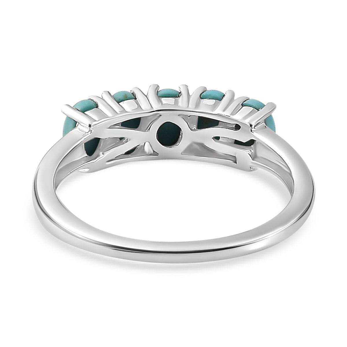 Arizona Sleeping Beauty Turquoise 5 Stone Ring in Platinum Overlay Sterling Silver 1.20 Ct 7768665 4