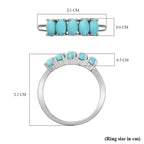 Arizona Sleeping Beauty Turquoise 5 Stone Ring in Platinum Overlay Sterling Silver 1.20 Ct