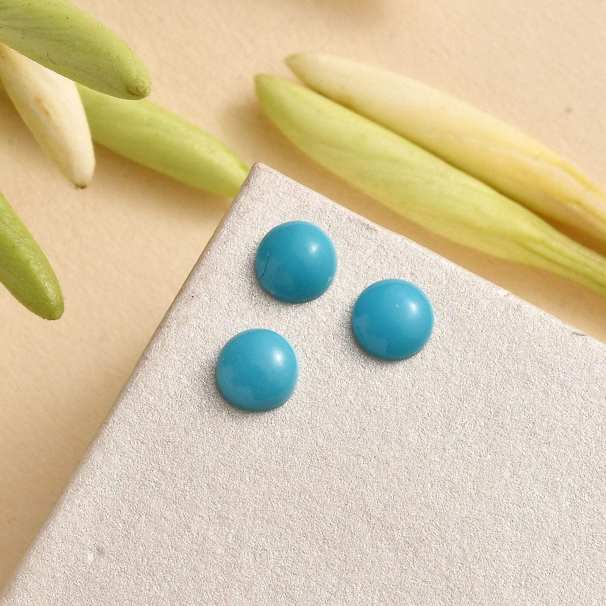 Set of 3 Sleeping Beauty Turquoise Loose Gemstones in Round Shape (4.5mm) 7932423 2