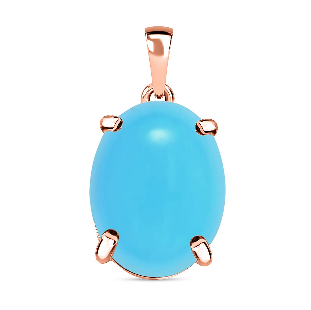 Sleeping Beauty Turquoise  Solitaire Pendant in Vermeil Rose Gold Plated Sterling Silver 7.00 ct. 8000326 0