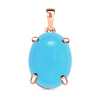 Sleeping Beauty Turquoise Solitaire Pendant in Vermeil Rose Gold Sterling Silver 6.94 Ct.