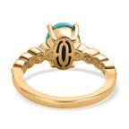 Arizona Sleeping Beauty Turquoise Solitaire Ring in 18K Yellow Gold Vermeil Plated Sterling Silver 1.38 Ct.
